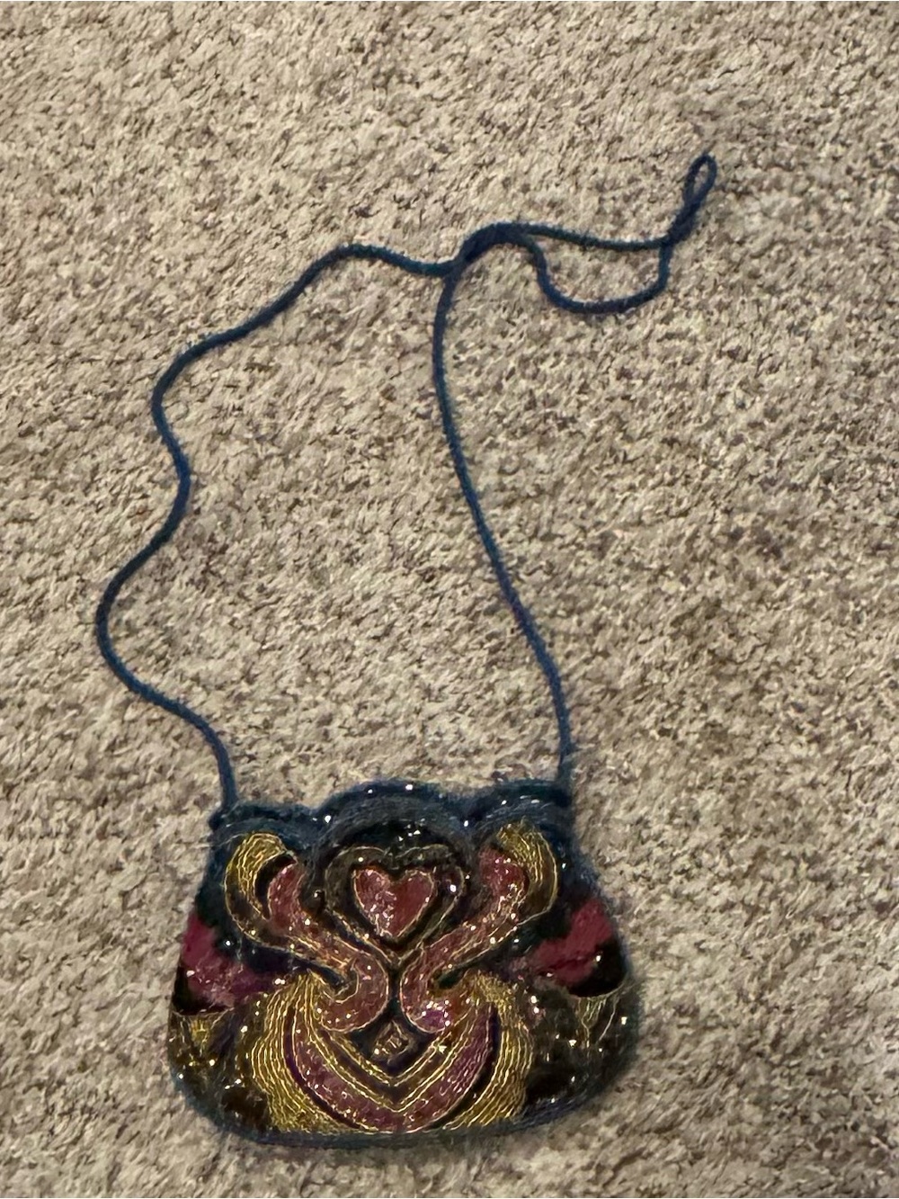 Beaded Multicolor Heart Motif Crossbody Bag - Women